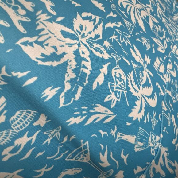 Palm Print Tank Dress Large Blue Sleeveless Vacay Size L PFG Columbia Sportwear - Picture 9 of 13